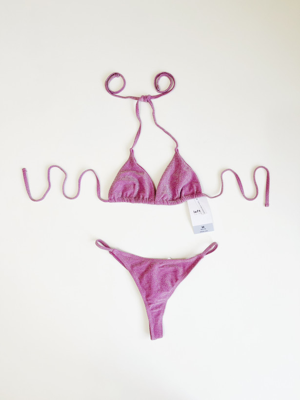 مایو بیکینی صورتی شاینی برند لفتیز Lefties شیک و ضد کلر